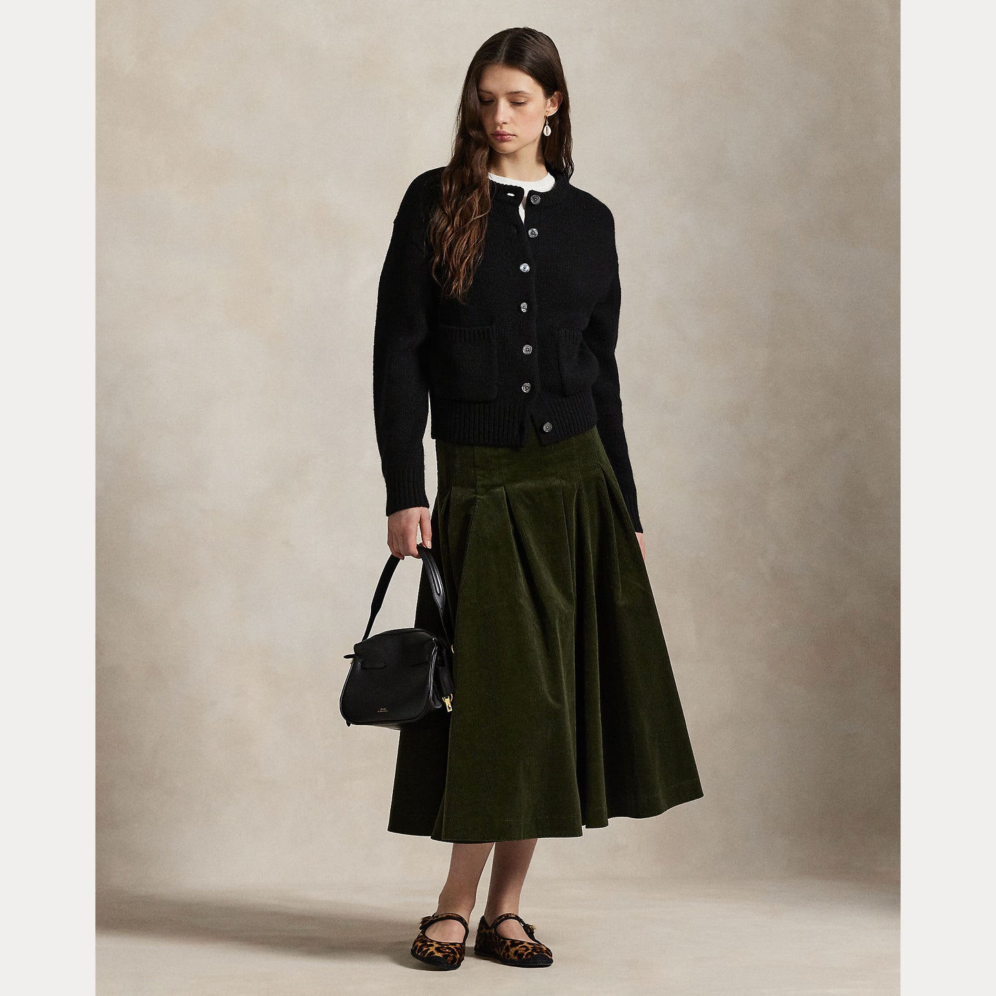 Polo Ralph Lauren Pleated Corduroy Skirt