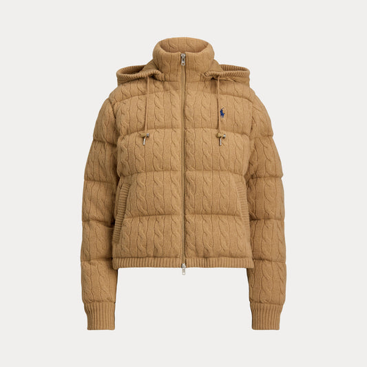 Polo Ralph Lauren Cable-Knit Wool-Cashmere Quilted Jacket