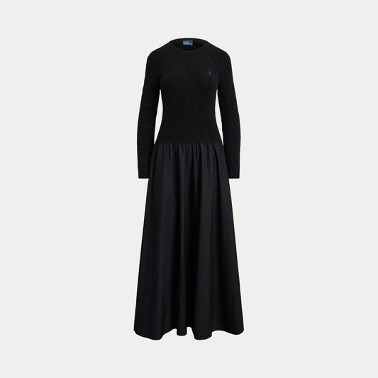 Polo Ralph Lauren Cable Knit Poplin Dress