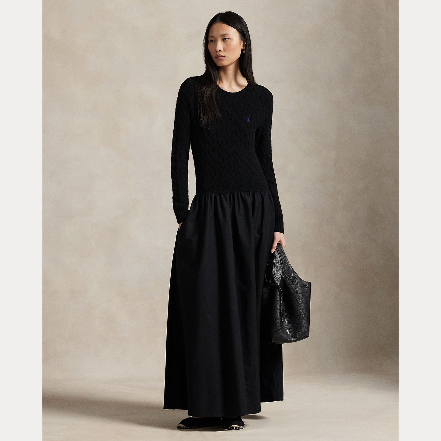 Polo Ralph Lauren Cable Knit Poplin Dress