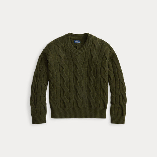 Polo Ralph Lauren Cable-Knit Wool-Cashmere V-Neck Jumper