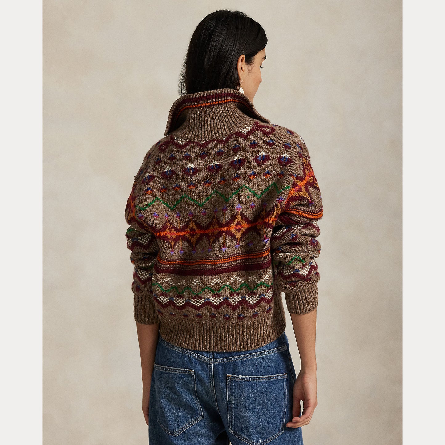 Polo Ralph Lauren Fair Isle Lace-Up Wool Sweater