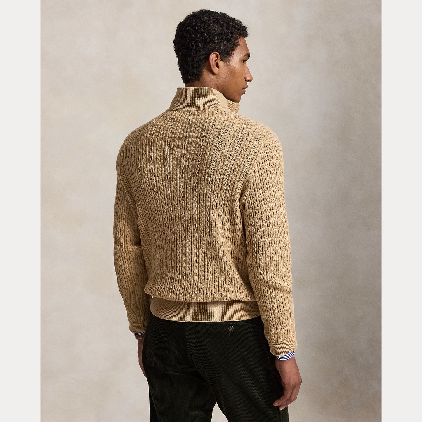 Polo Ralph Lauren Cable Knit Cotton Mockneck Sweater
