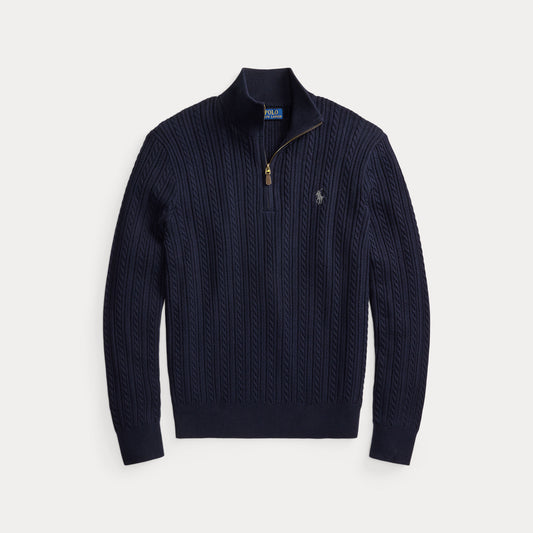 Polo Ralph Lauren Cable Knit Cotton Mockneck Sweater