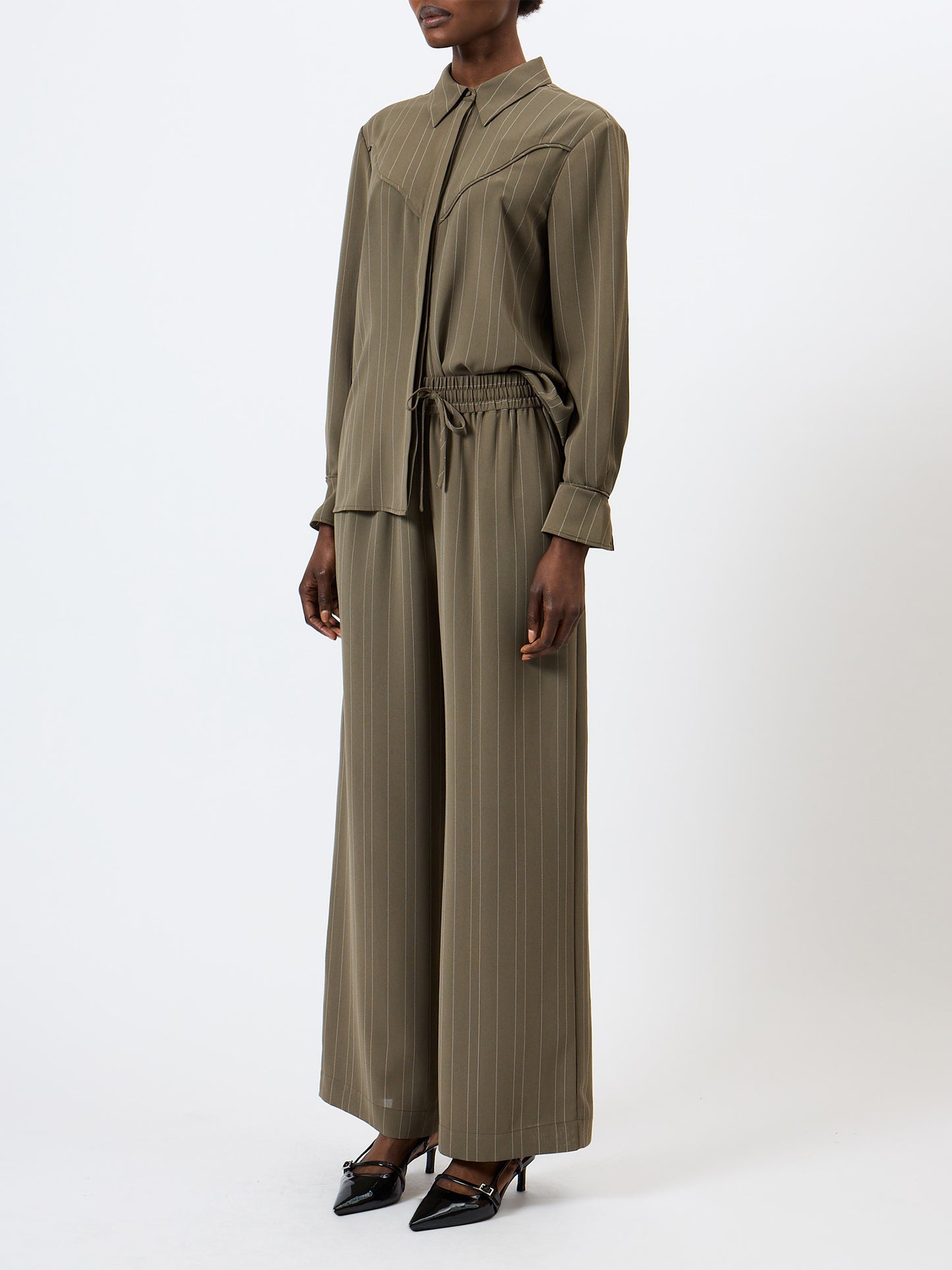 French Connection Erma Pinstripe Contrast Yoke Shirt