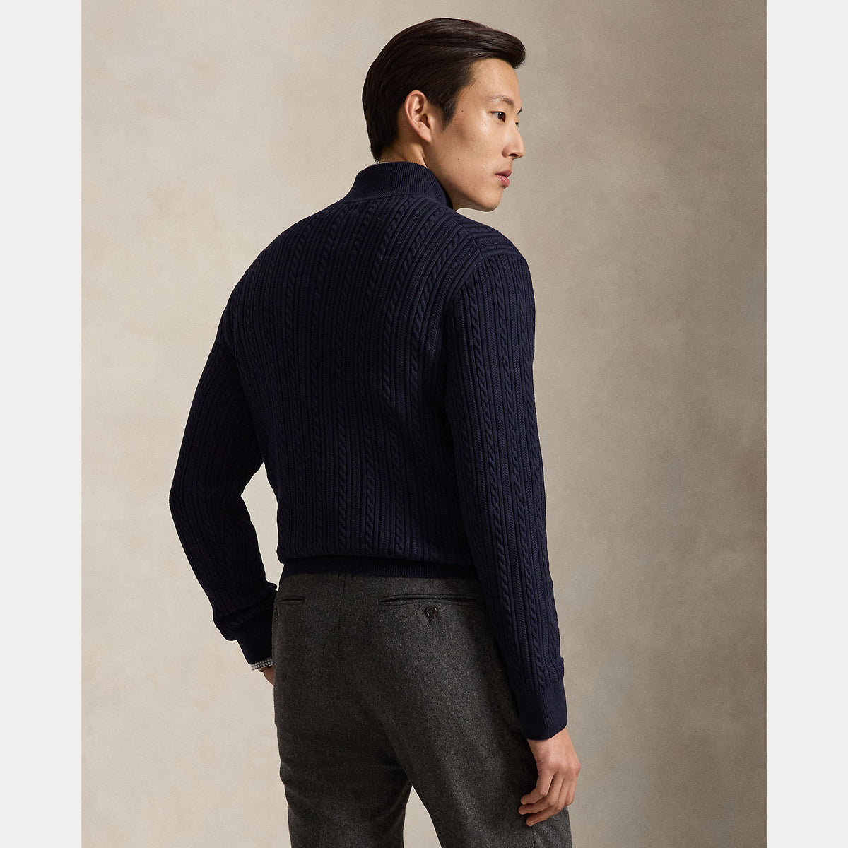 Polo Ralph Lauren Cable Knit Cotton Mockneck Sweater