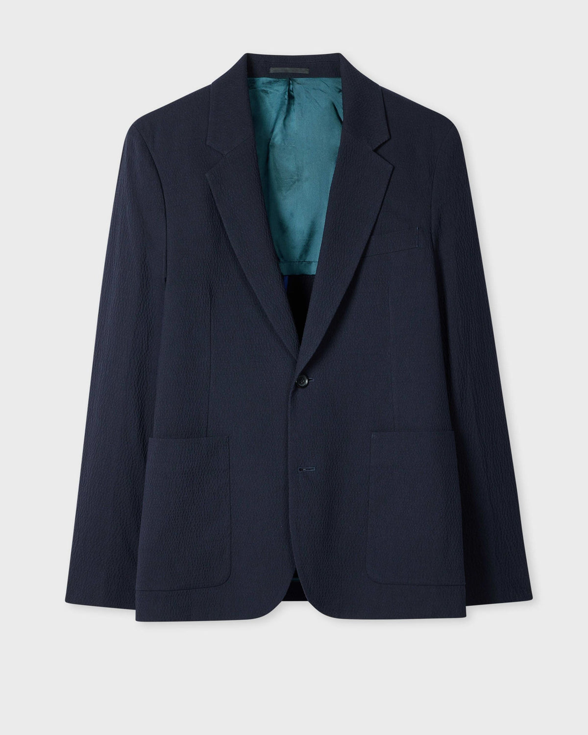 Paul Smith Navy Seersucker Cotton Check Buggy-Lined Blazer