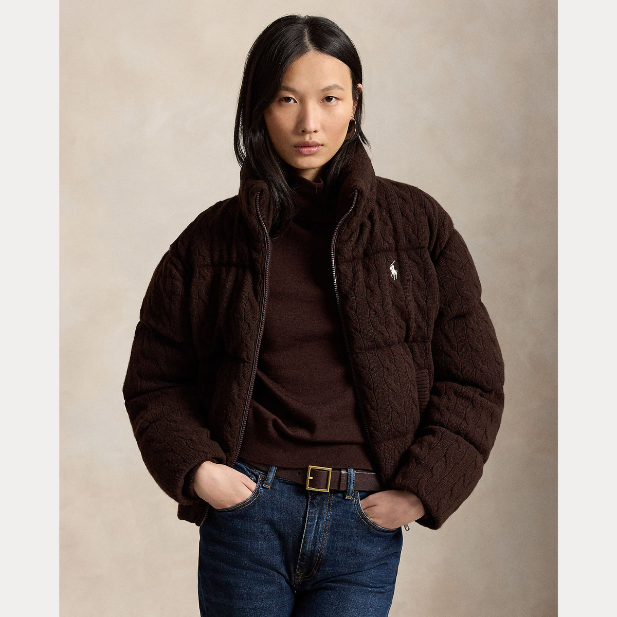 Polo Ralph Lauren Cable Wool-Cashmere Puffer Jacket