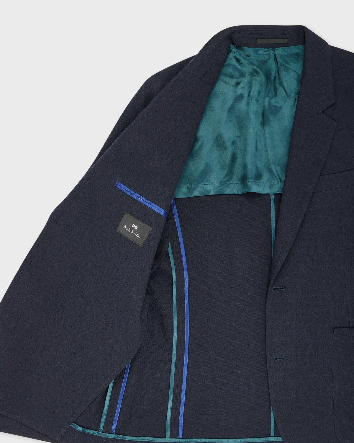 Paul Smith Navy Seersucker Cotton Check Buggy-Lined Blazer