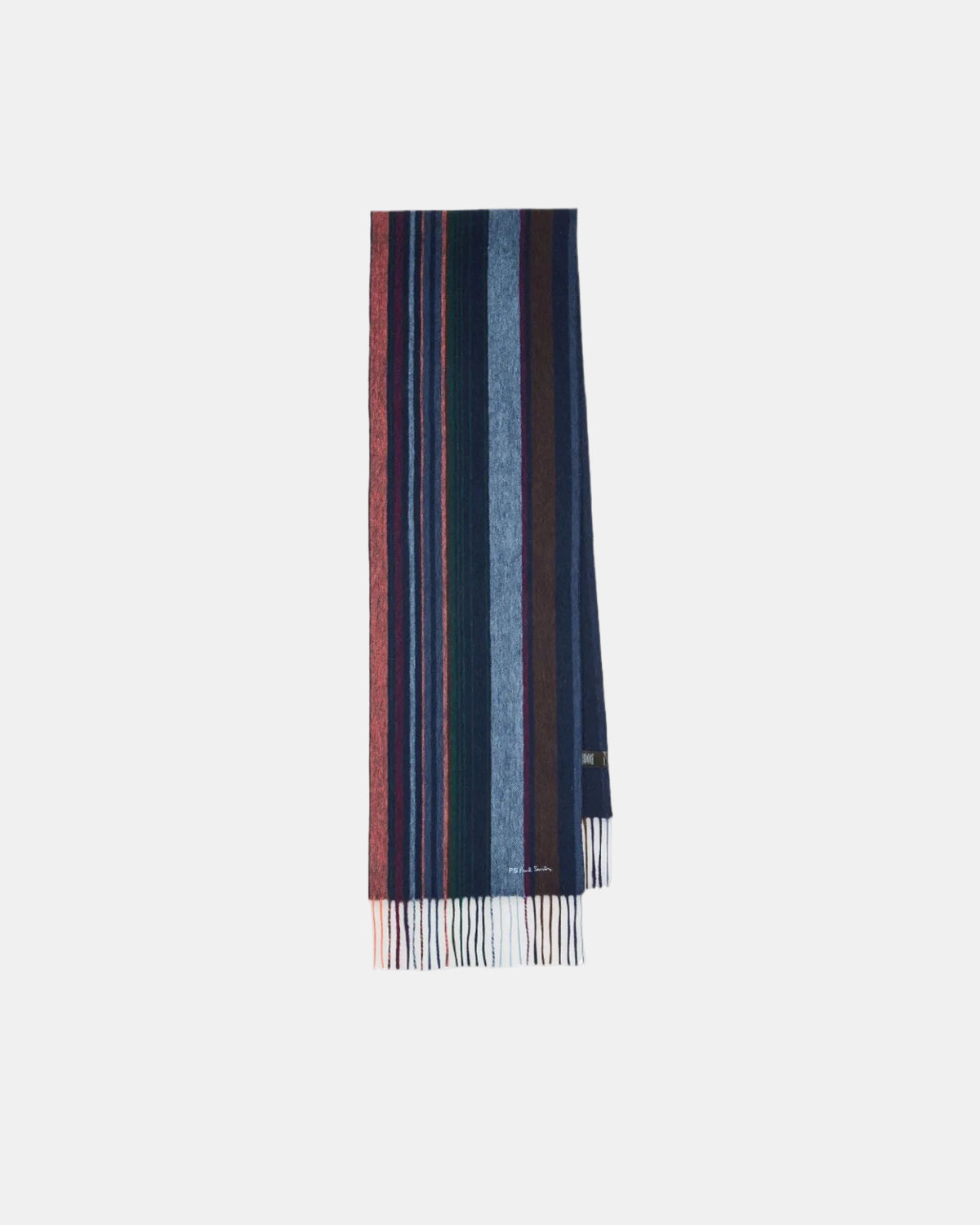 Paul Smith Navy Wool Multi Colour Stripe Scarf