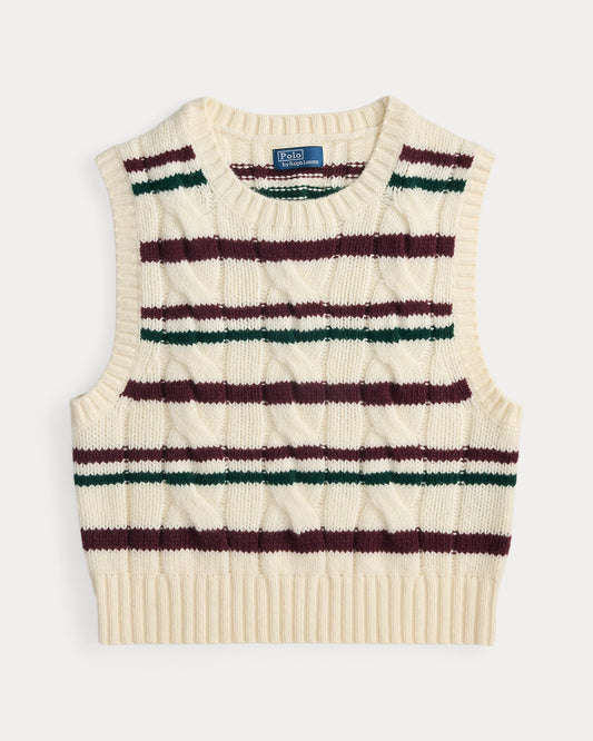 Polo Ralph Lauren Striped Wool-Cashmere Sleeveless Jumper