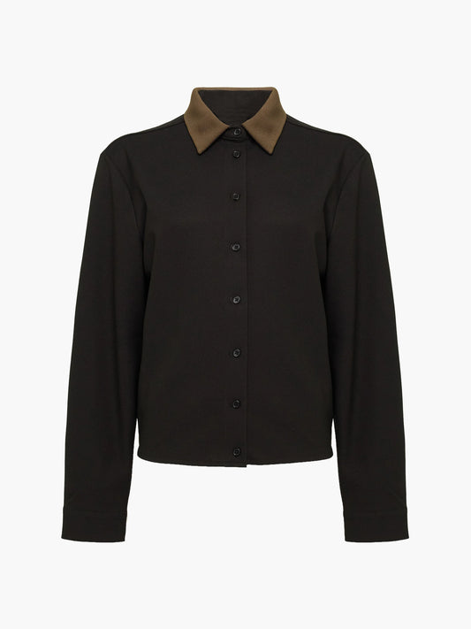 French Connection Veda Black Contrast Collar Shirt