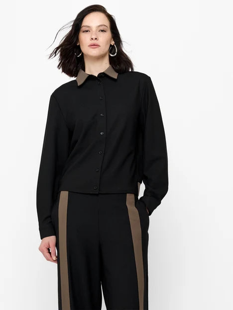 French Connection Veda Black Contrast Collar Shirt