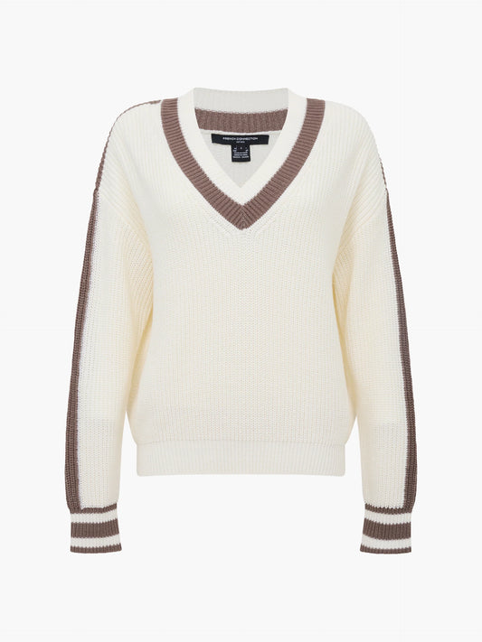 French Connection Varli Knit Varsity V Neck Jumper